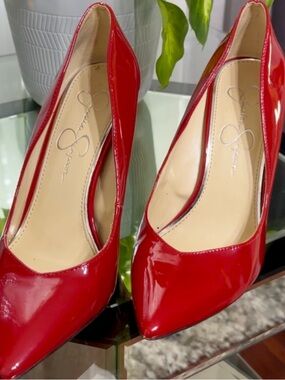 Jessica Simpson Red Patent Pointed-Toe Pumps